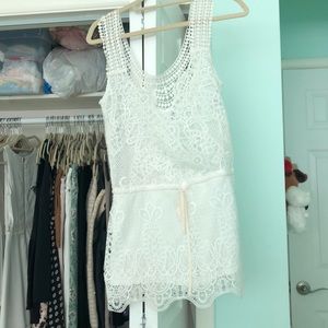 White Lace Romper Swimsuit Cover Up